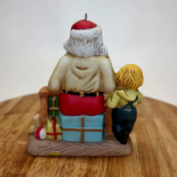 Vintage Santa Christmas Tree Ornament with List and Little Boy - Picture 2 of 5